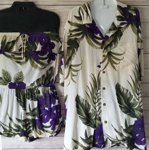 Hawaiian tropical Couples matching attire.